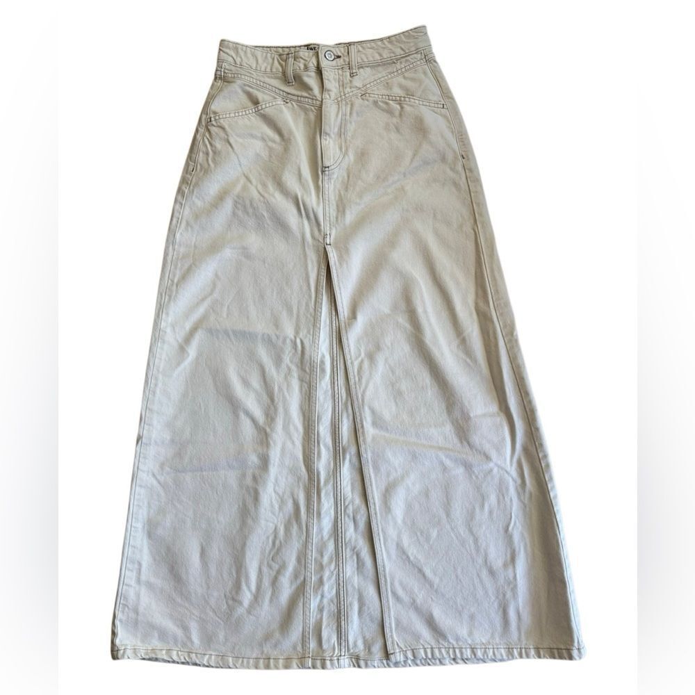 Free People We The Free Women's Come As You Are Denim Maxi Skirt Size 2 - Picture 8 of 12